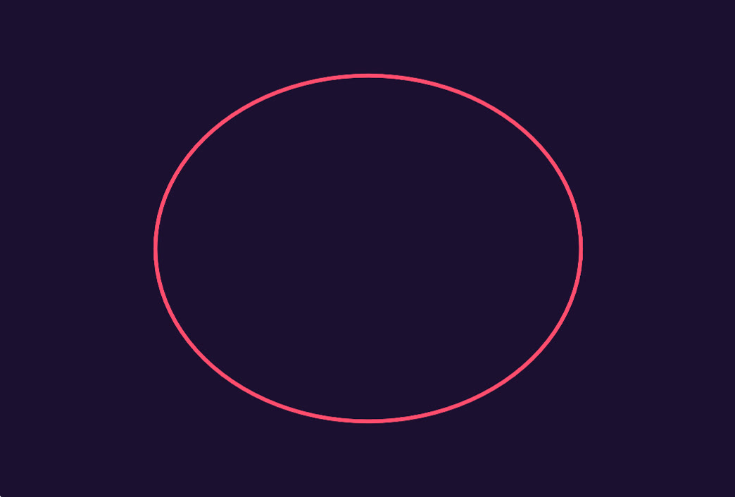 A red oval drawn by Python turtle.